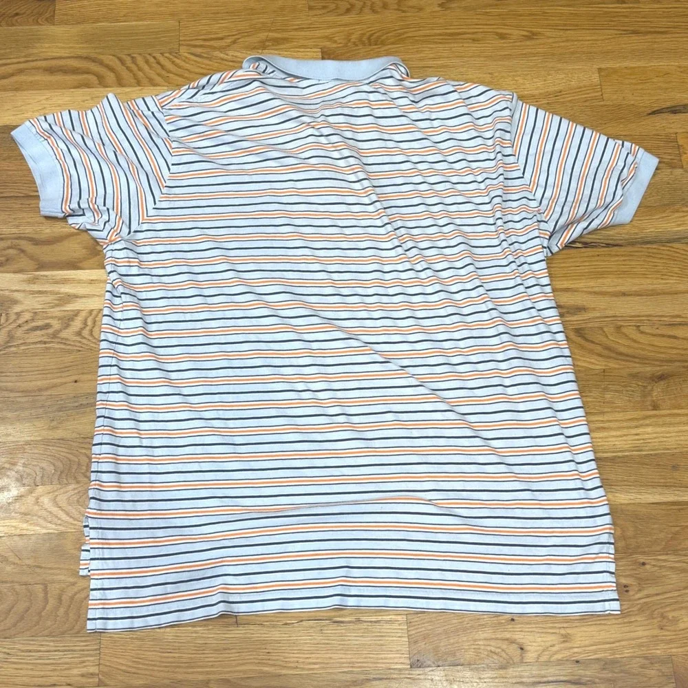Polo Ralph Lauren Mens XL Blue Orange Striped Short Sleeve Cotton Polo Shirt